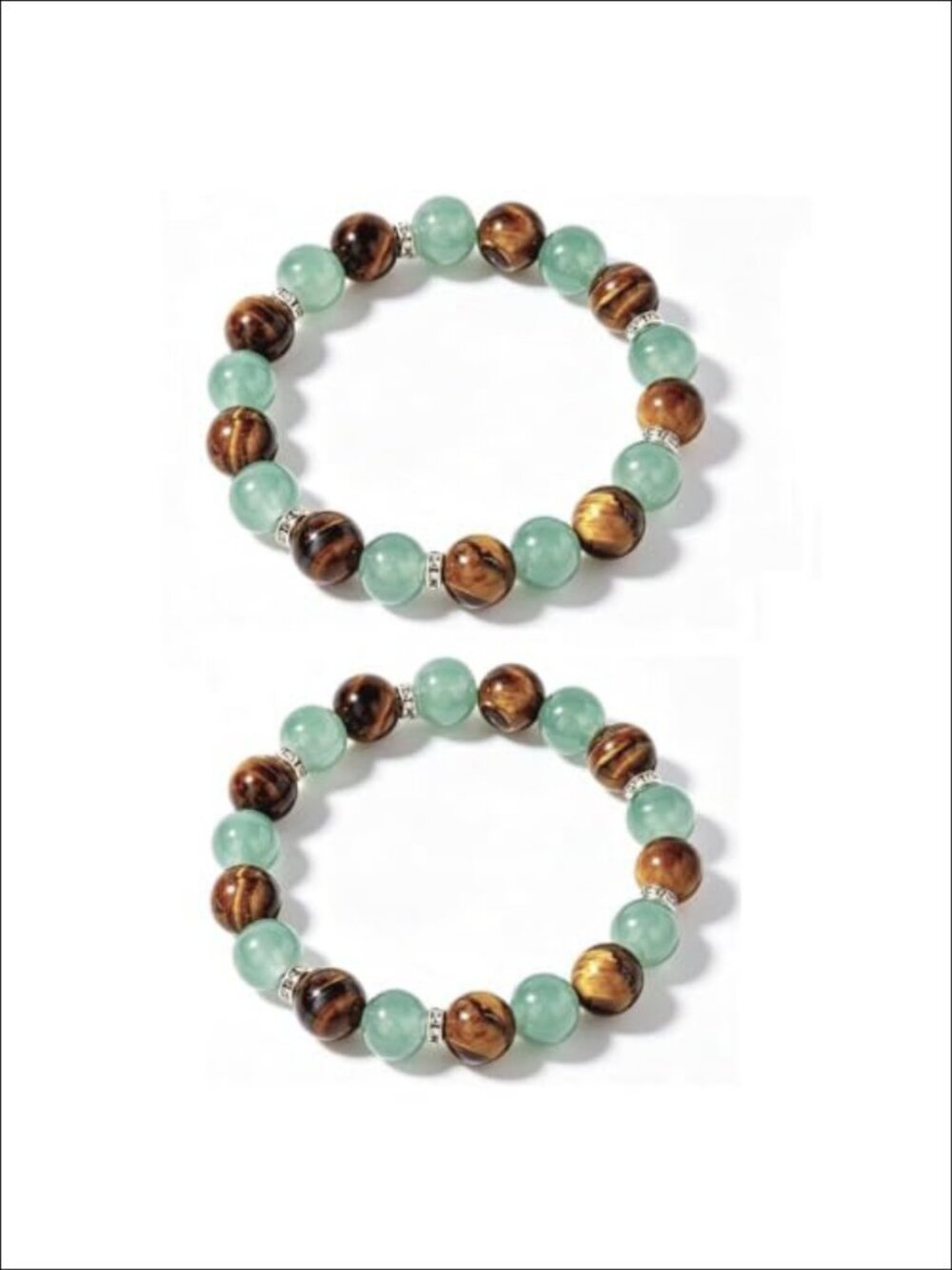 Natural Stone Tiger Eye Bracelet Set Stretch Beaded Couples Handmade Jewelry